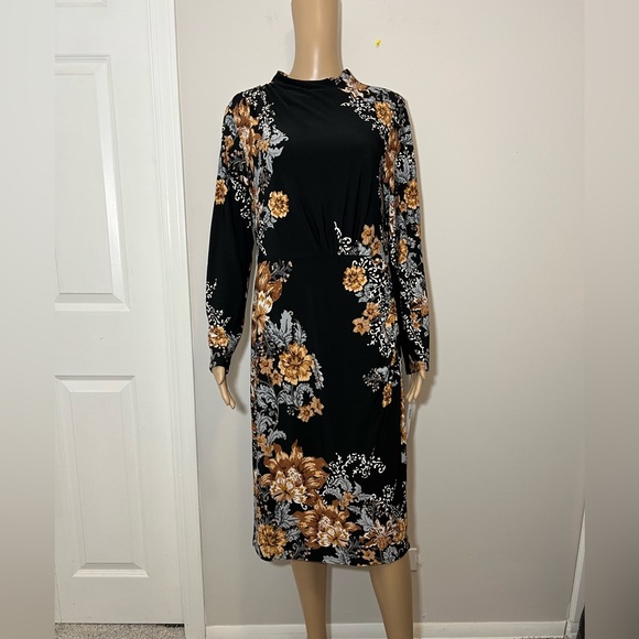 Clover And Sloane Womens Long Sleeve Floral Sheath Dress NWT - Picture 5 of 12